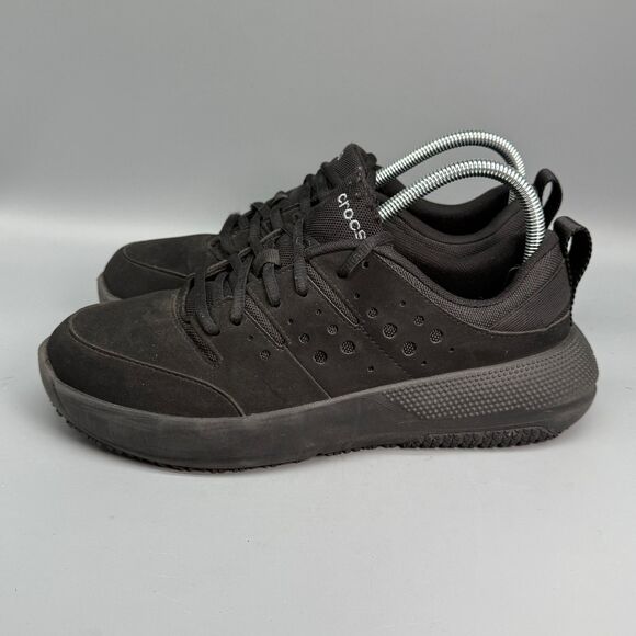 Crocs On the Clock Men\'s 8 Triple Black Nubuk Lace-Up Breathable Work Sneakers main image 4